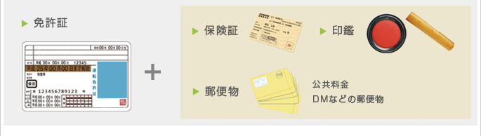 免許証+パスポート・保険証+印鑑